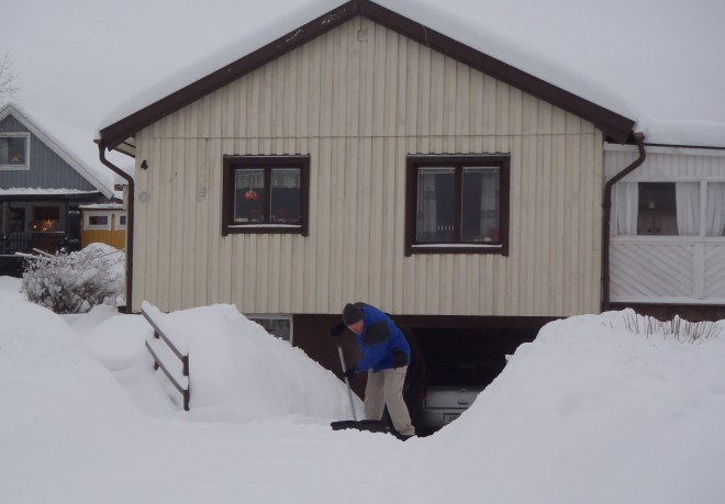 Snöskottning, Sigge./Snow shovelling, Sigge.